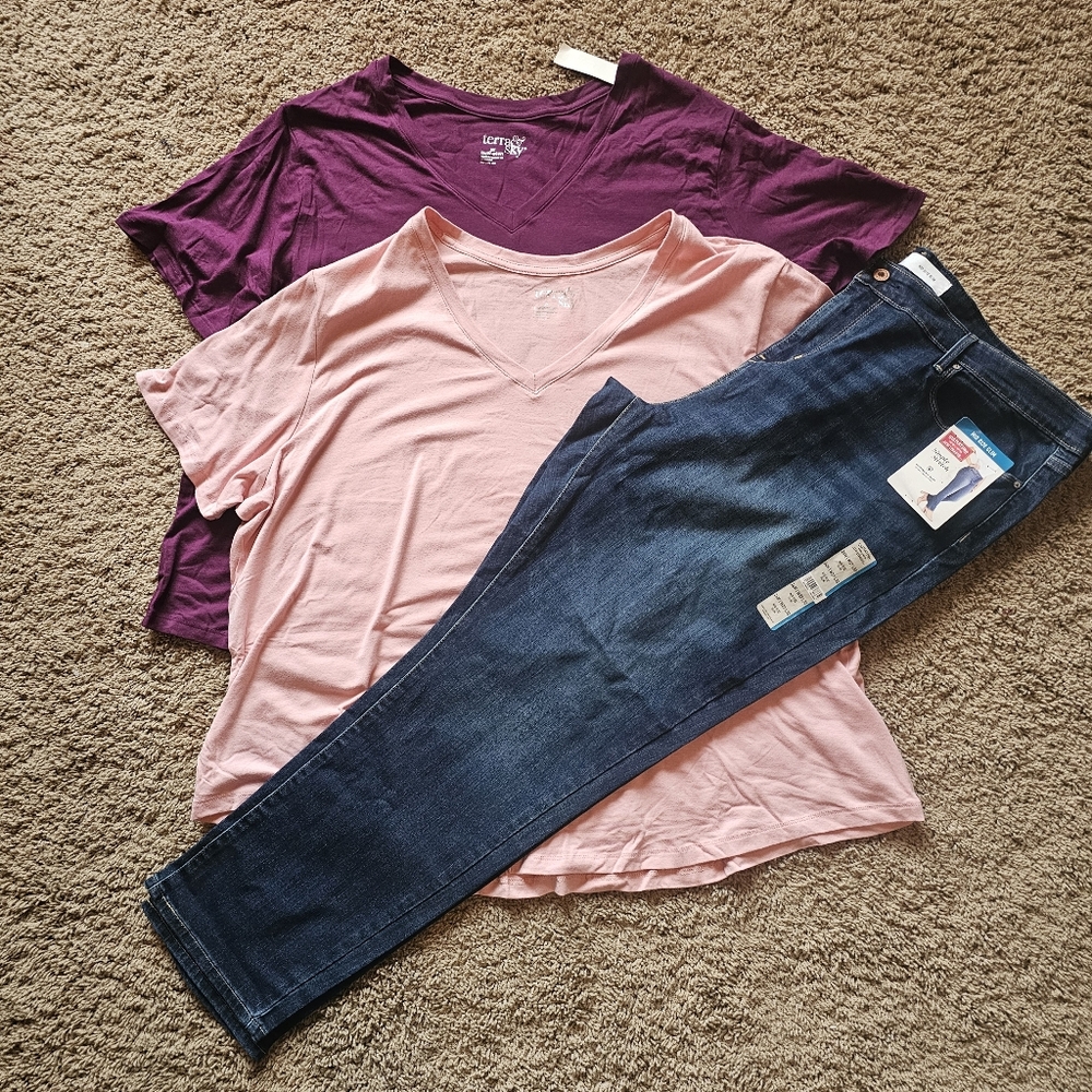 Levi Strauss Jeans & Terra Sky T Shirts Outfit NWT 24M/3X - Picture 3 of 4